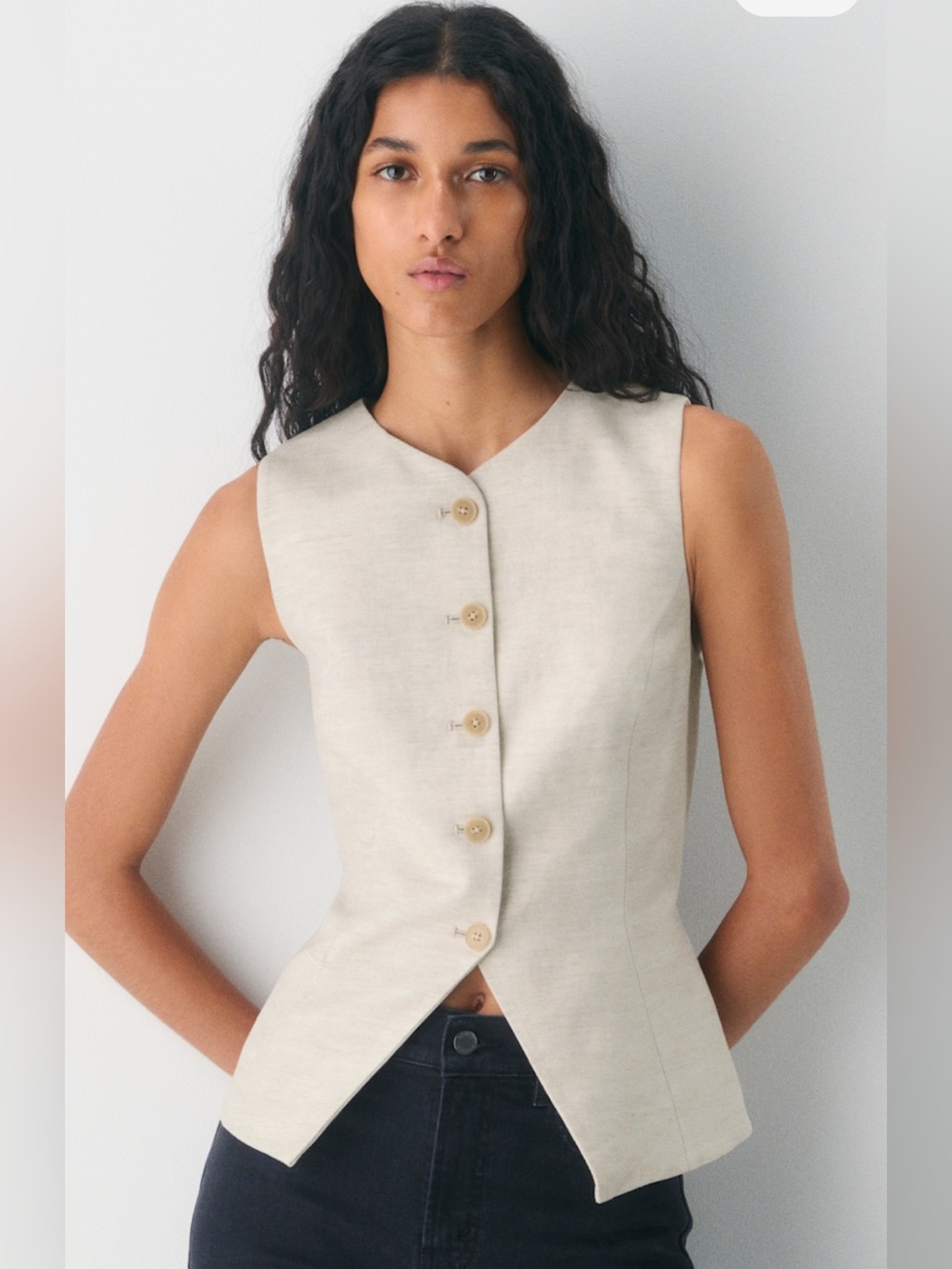 Aritzia Wilfred Regal Linen Vest - Natural Ecru